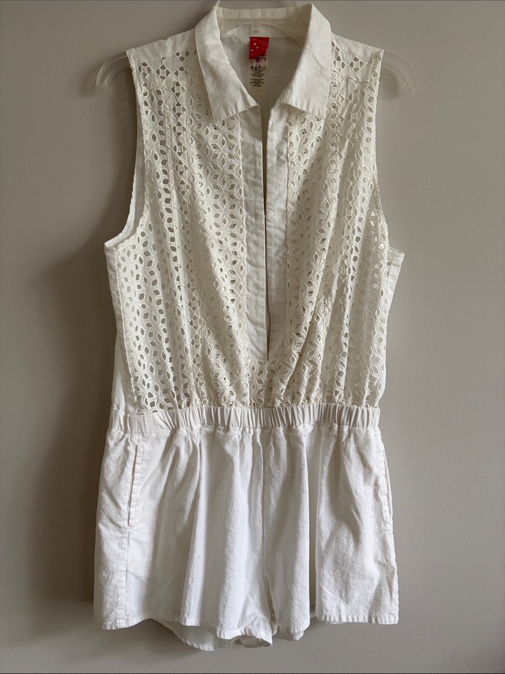 Red Carter White Eyelet Sleeveless Romper